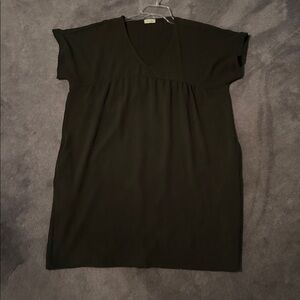 Olive Green V-Neck Shift Dress - Cotton Bleu